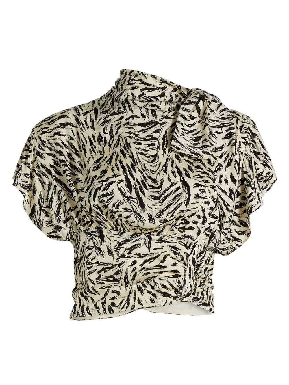Ronny Kobo Aiko Zebraprinted Stretch Silk Blouse - XS